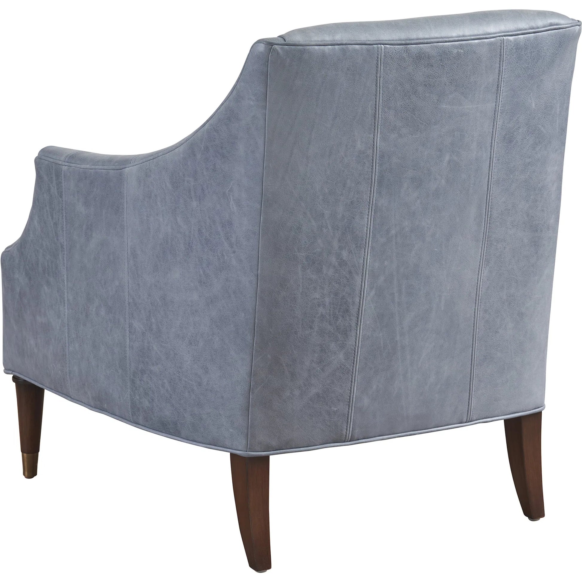 Kerney Leather Chair by Lexington in blue, aqua and brown. Made from walnut, leather in a unique style.