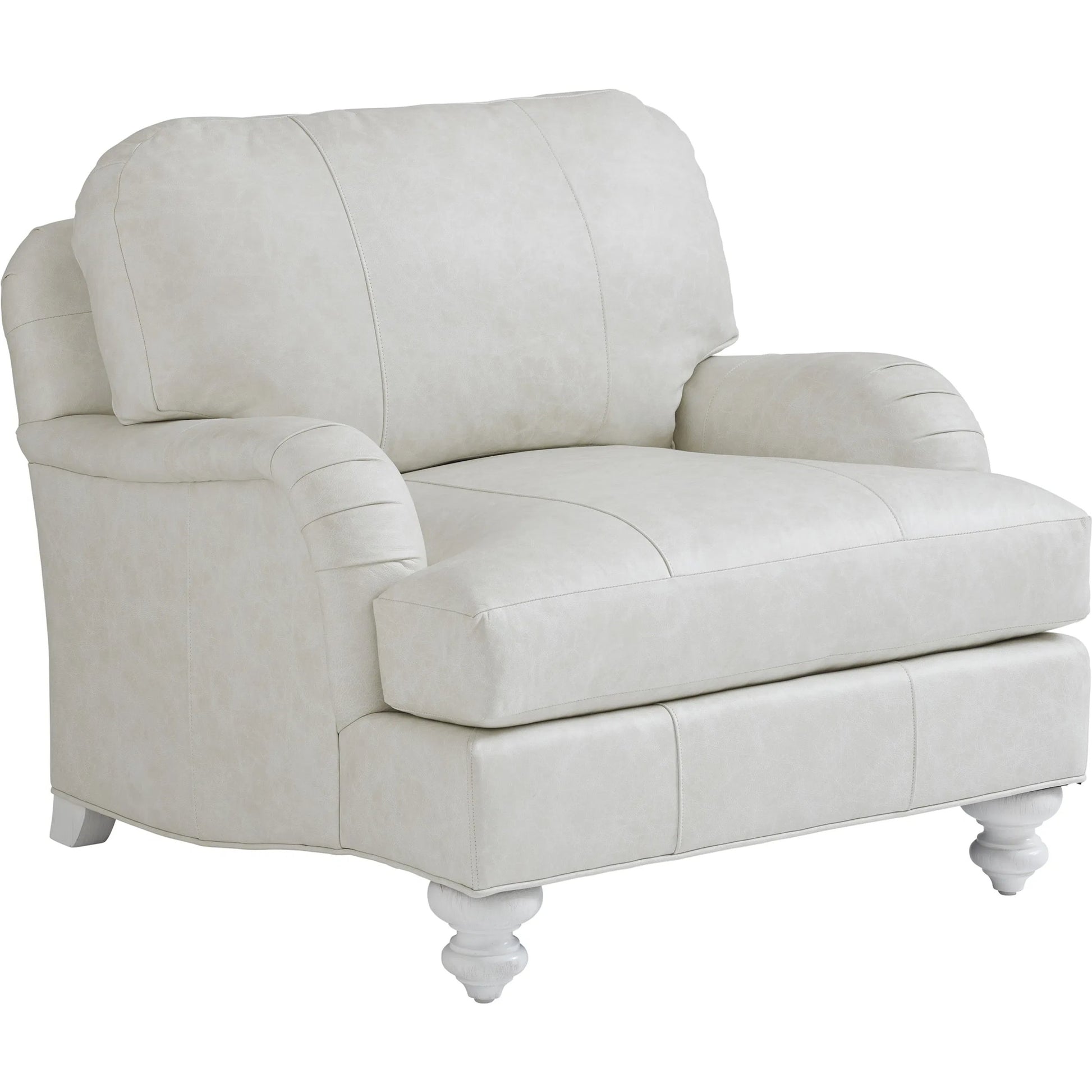 Gilmore Leather Chair by Tommy Bahama Home in white, ivory and white. Made from mahogany, fabric in a unique style.