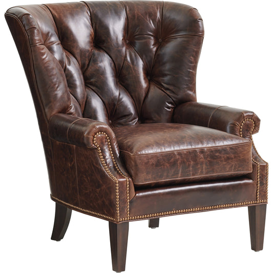 Atwater Leather Chair by Lexington in walnut. Made from unique in a transitional style.