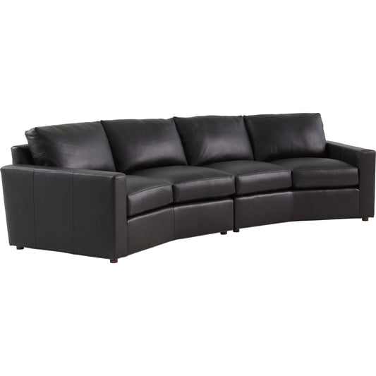 Ashbury Chocolate Leather Sectional by Lexington in dark brown and sailcloth. Made from walnut, fabric in a unique style.