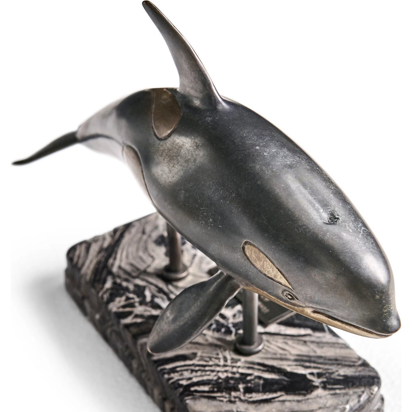 017 SI-2535727 | Closeup | Killer Whale Bronze Statue with Marble Base by Jonathan Charles in dark rustic waxed bronze. Made from main brass in a unique style.