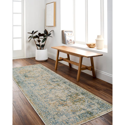 Lillian LLL-2365 Rug by Livabliss in dark green, light brown, dark blue, olive. Made from polyester in a unique style.