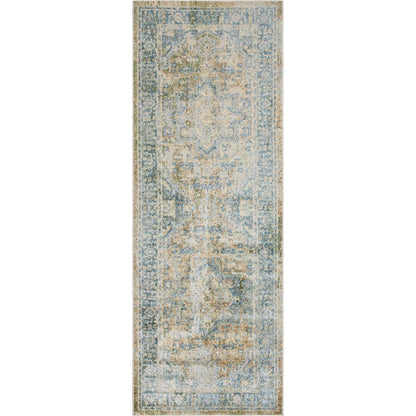 Lillian LLL-2365 Rug by Livabliss in dark green, light brown, dark blue, olive. Made from polyester in a unique style.