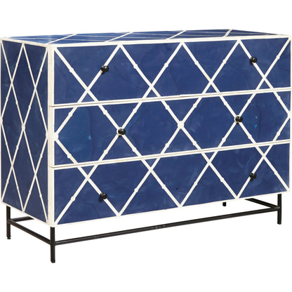 Navy Blue 3-Drawer Accent Chest by Pulaski Furniture in navy. Made from mango veneers in a unique style.