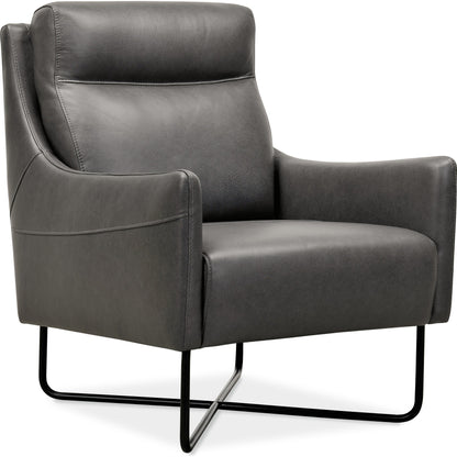 Efron Club Chair by Hooker Furniture in rangers gravel. Made from leather in a traditional style.