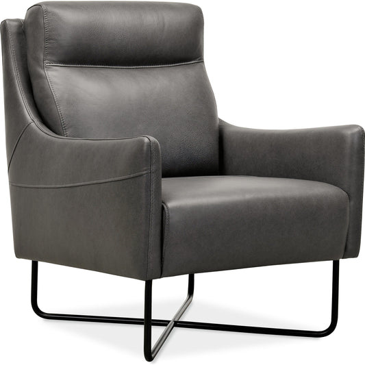 Efron Club Chair by Hooker Furniture in rangers gravel. Made from leather in a traditional style.