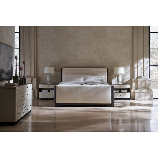 Slow Wave King Bed by Caracole in dark chocolate and otter, dark chocolate. Made from poplar, dyed tupelo in a unique style.
