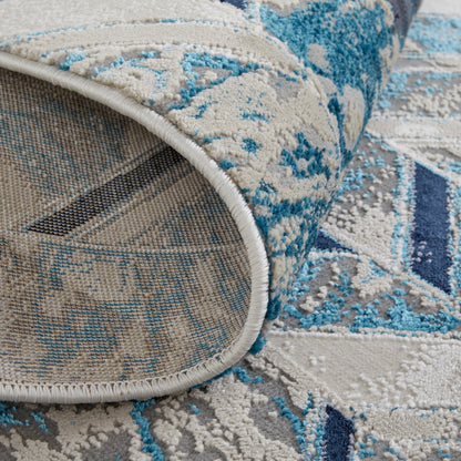 Indio Herringbone Rug - 39H1F by Feizy in ivory, blue, gray. Made from unique in a unique style.