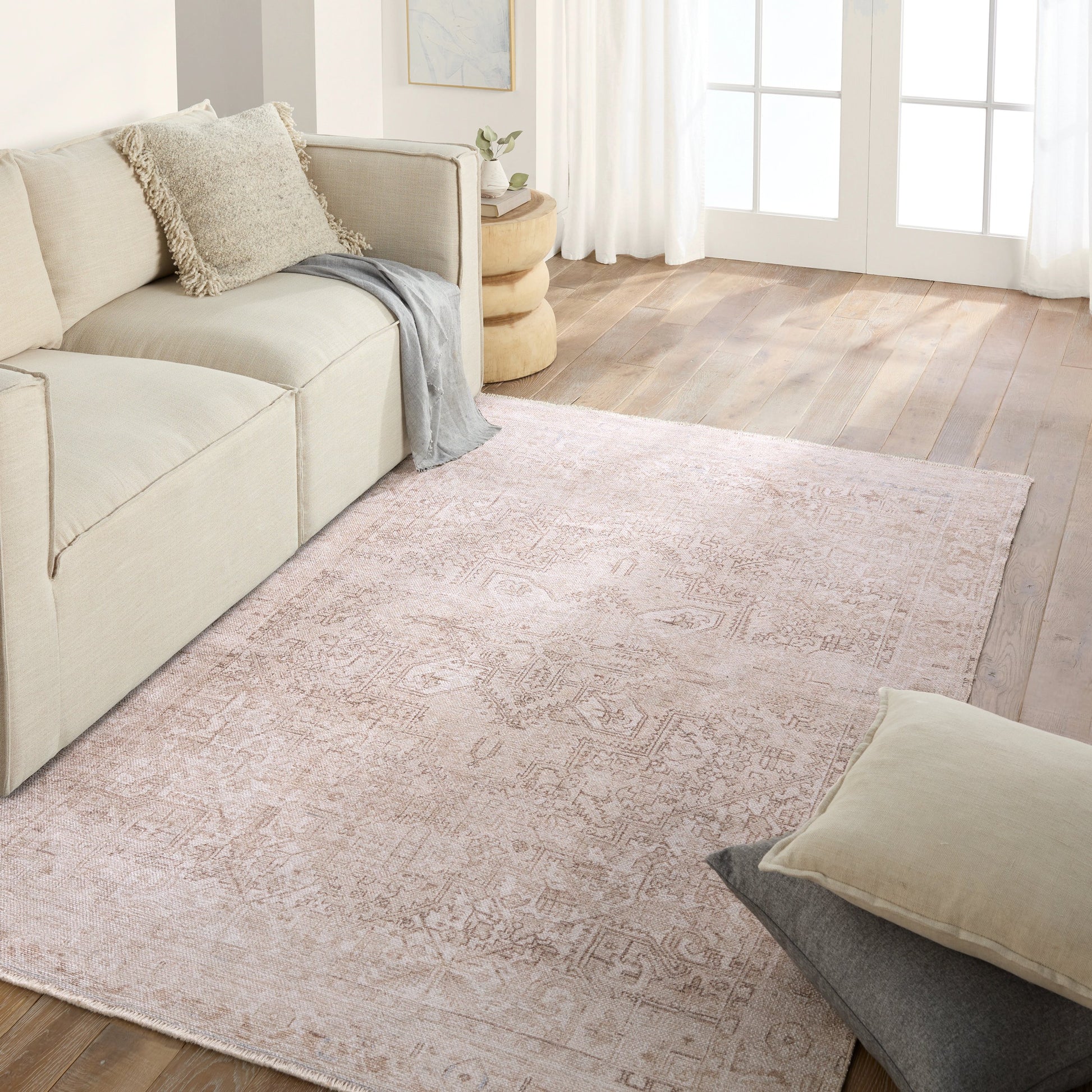 Lumal Tymabe Rug by Vibe by Jaipur Living in tan, cream. Made from 100% polyester in a unique style.