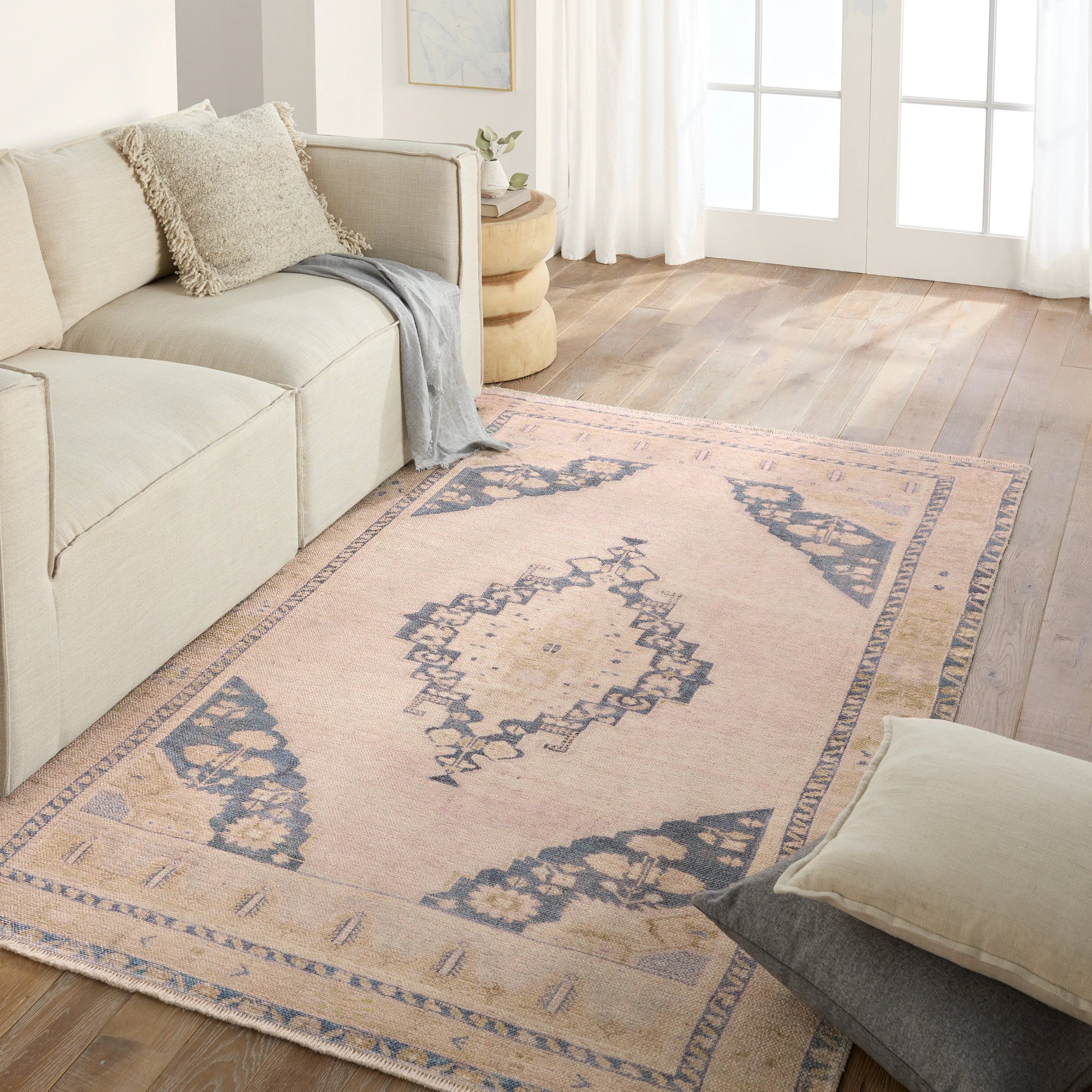 Lumal Debolo Rug by Vibe by Jaipur Living in tan, blue. Made from 100% polyester in a unique style.