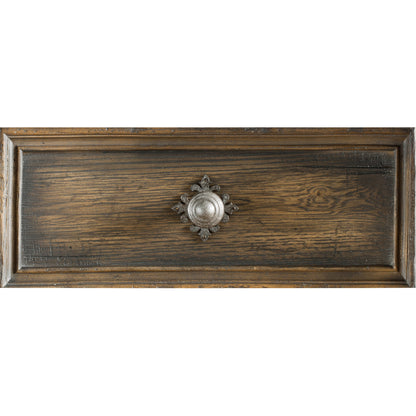 Williamson Dresser by Hooker Furniture in saddle brown. Made from white oak, walnut veneers with cedar, resin in a traditional style.
