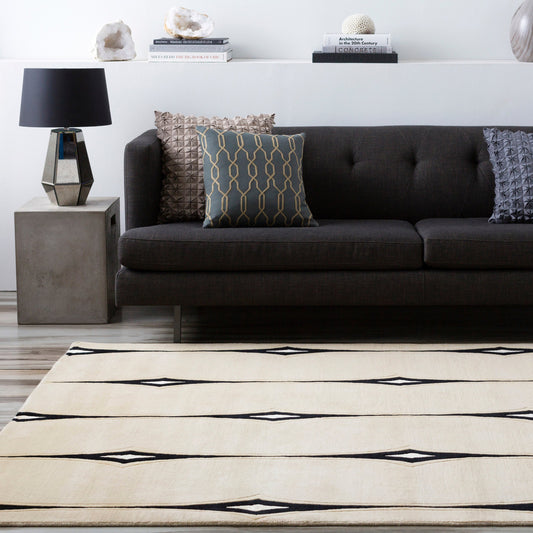 Luminous Rug - 1412 by Surya in ivory, black. Made from 100% new zealand wool in a unique style.