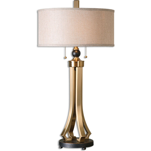 Selvino Brushed Brass Table Lamp by Uttermost. Made from iron, linen in a modern style.