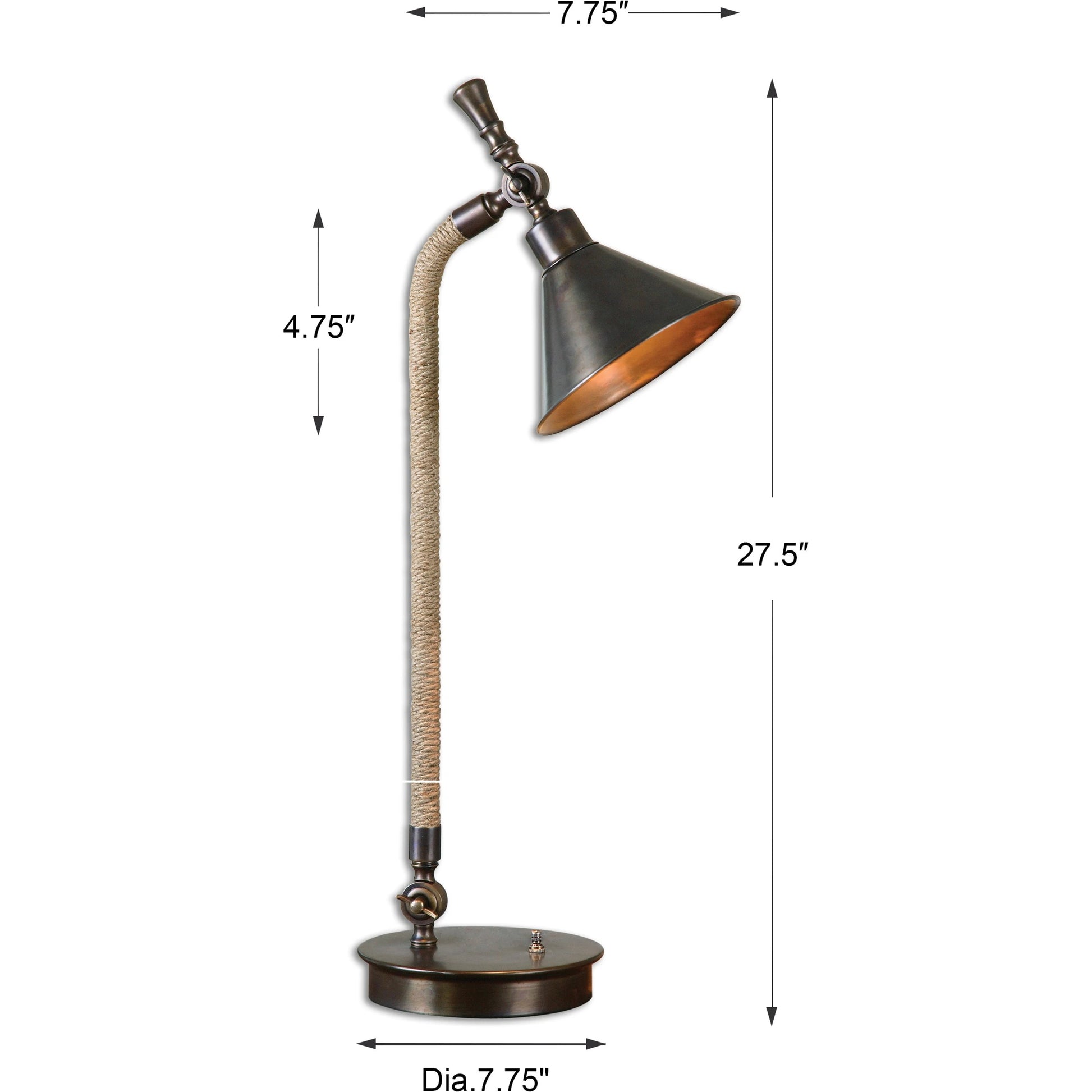 Duvall Task Lamp by Uttermost. Made from metal, fabric in a modern style.