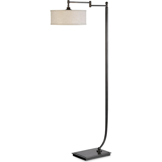 Lamine Floor Lamp by Uttermost in bronze. Made from iron, fabric in a modern style.