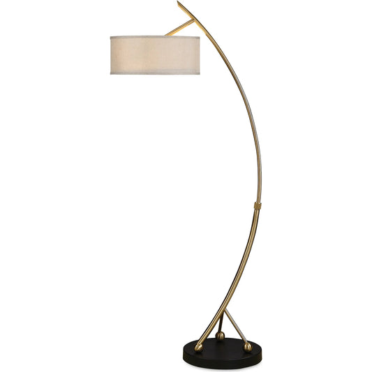 Vardar Curved Brass Floor Lamp by Uttermost. Made from iron in a modern style.