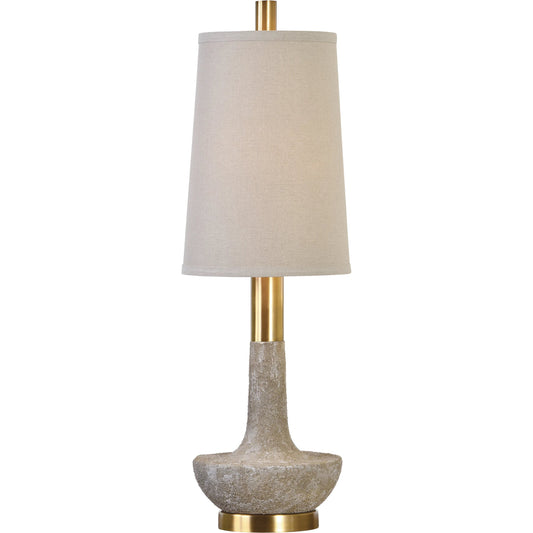 Volongo Stone Ivory Buffet Lamp by Uttermost. Made from resin, steel, cotton in a modern style.