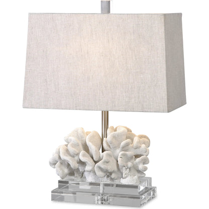 Coral Sculpture Table Lamp by Uttermost. Made from resin, crystal, iron in a coastal style.