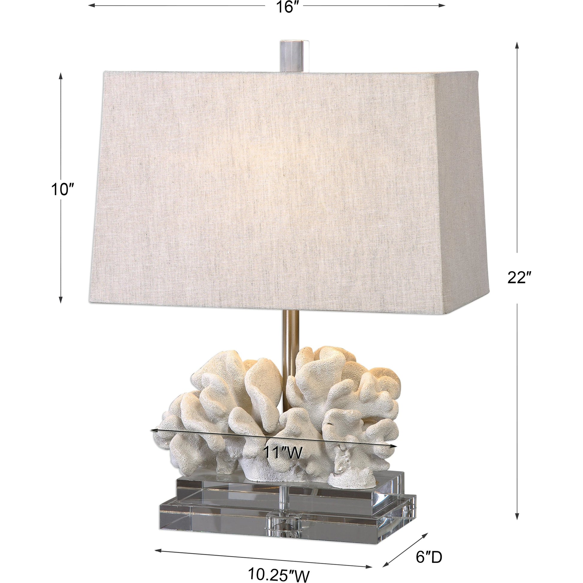 Coral Sculpture Table Lamp by Uttermost. Made from resin, crystal, iron in a coastal style.