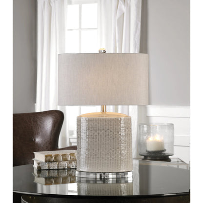 Modica Taupe Ceramic Lamp by Uttermost. Made from high temperature ceramic, crystal in a modern style.