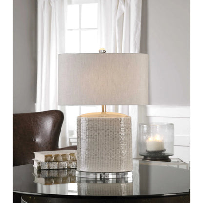 Modica Taupe Ceramic Lamp by Uttermost. Made from high temperature ceramic, crystal in a modern style.