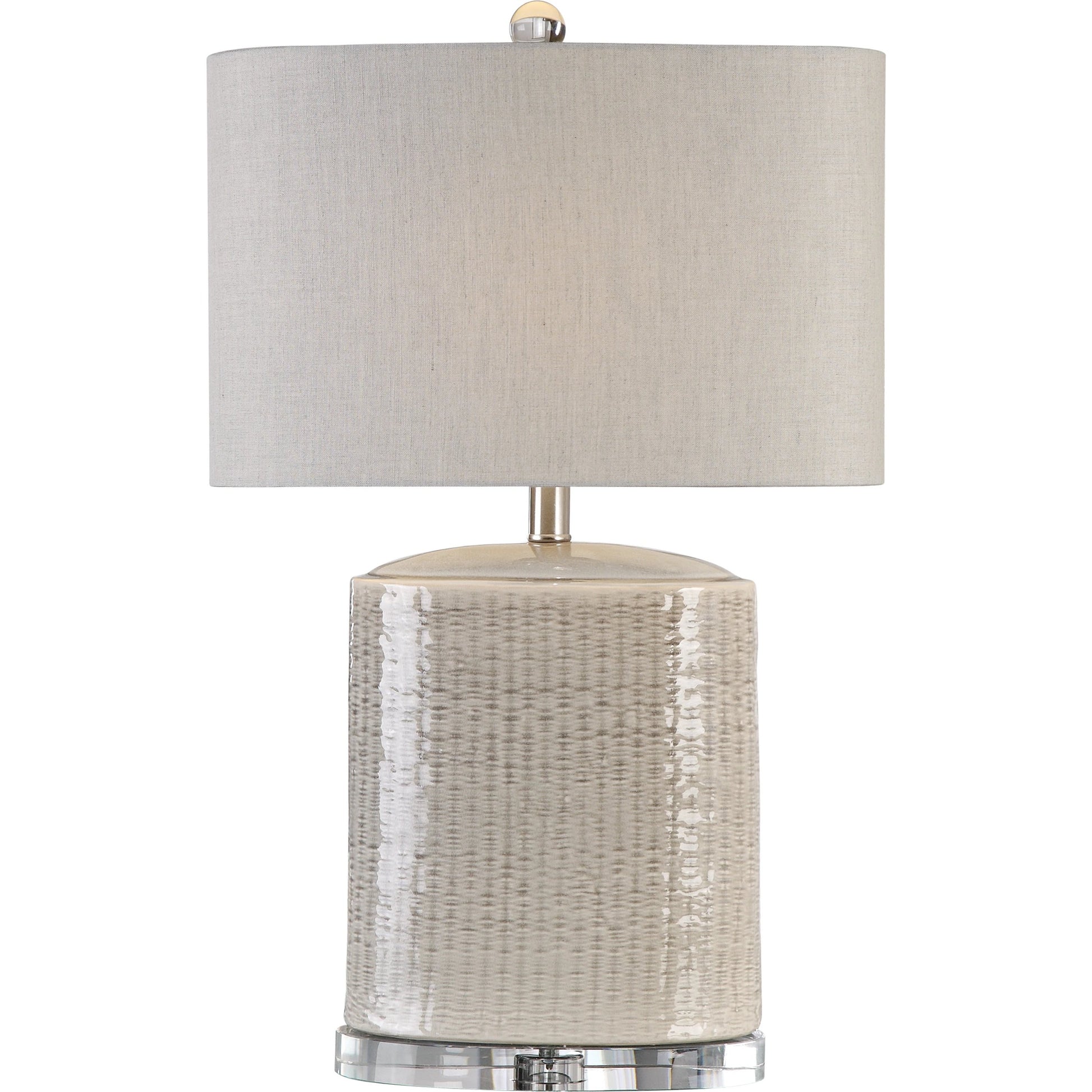 Modica Taupe Ceramic Lamp by Uttermost. Made from high temperature ceramic, crystal in a modern style.