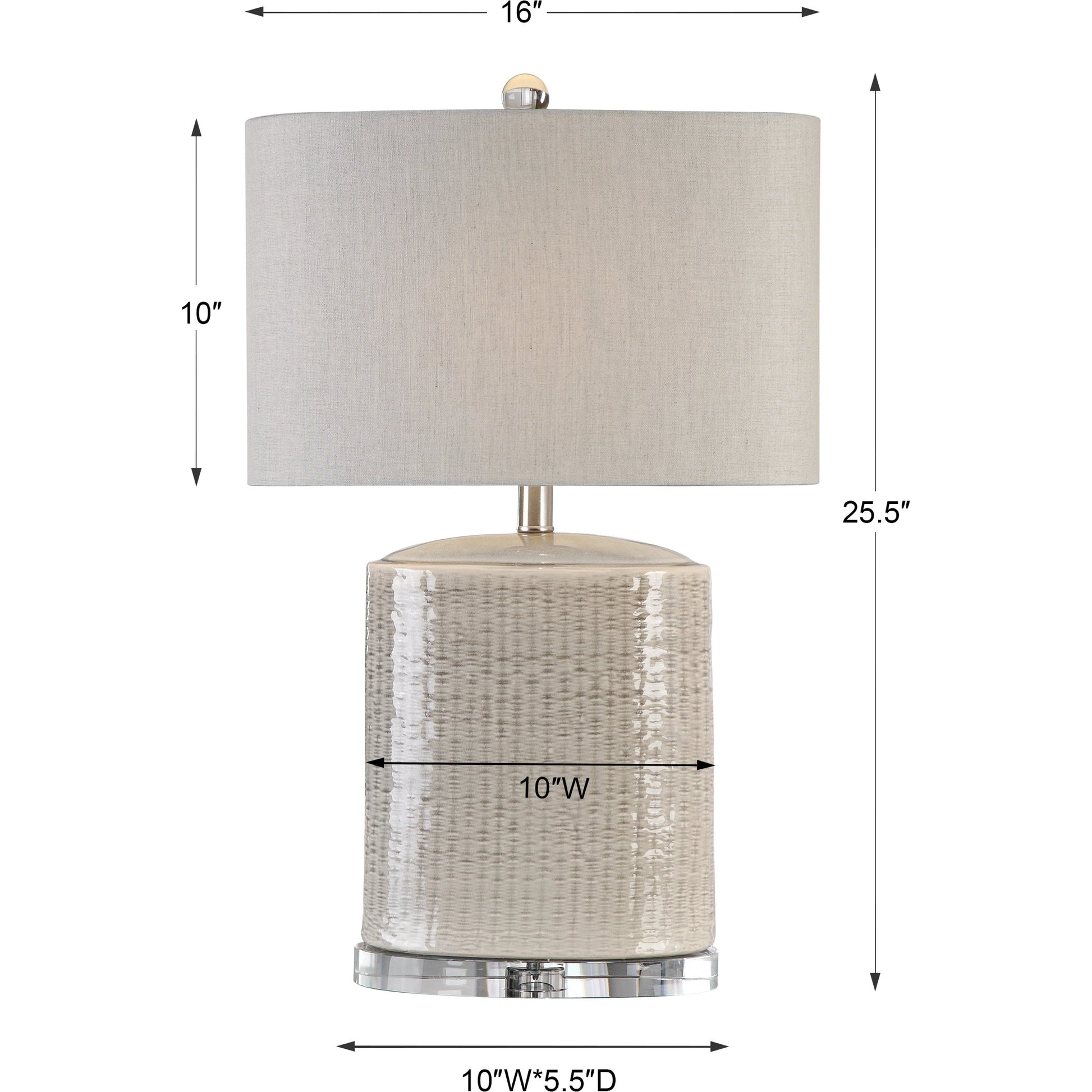 Modica Taupe Ceramic Lamp by Uttermost. Made from high temperature ceramic, crystal in a modern style.