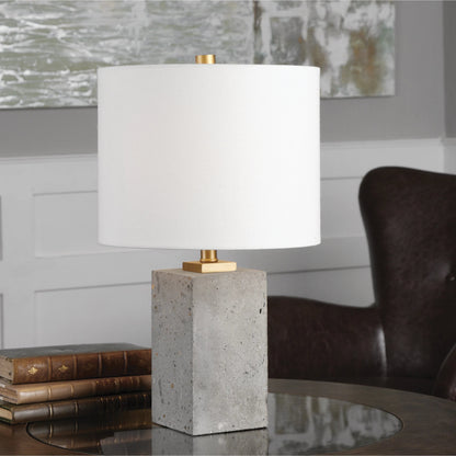 Drexel Concrete Block Lamp by Uttermost. Made from concrete, steel in a modern style.