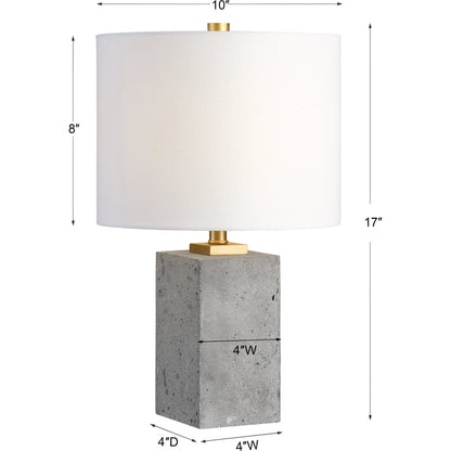 Drexel Concrete Block Lamp by Uttermost. Made from concrete, steel in a modern style.