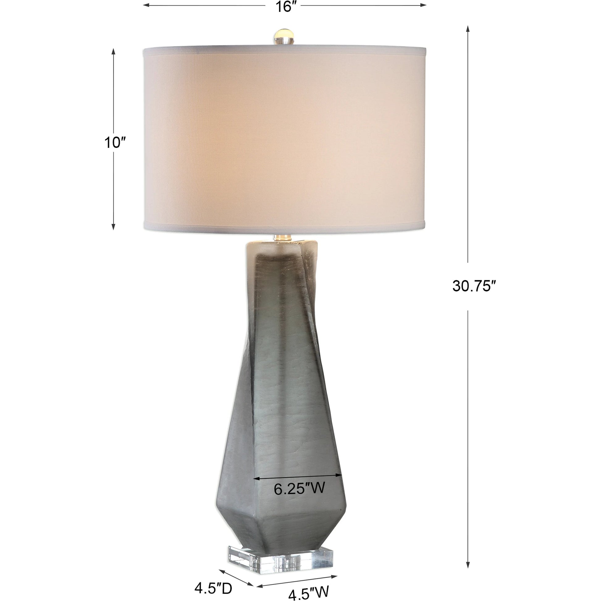 Anatoli Table Lamp by Uttermost in gray. Made from glass, iron, crystal in a modern style.
