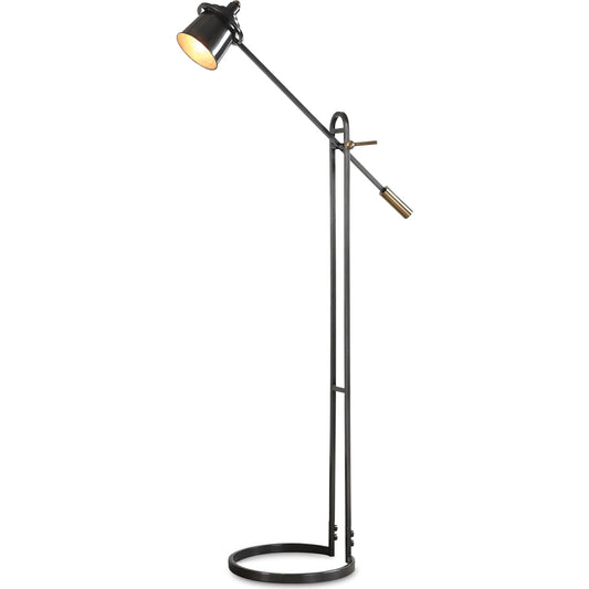 Chisum Floor Lamp by Uttermost in bronze. Made from steel in a modern style.