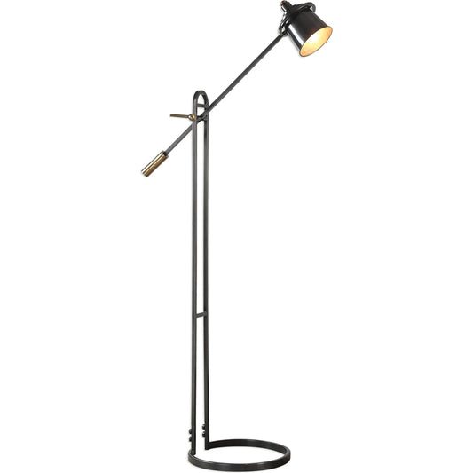 Chisum Floor Lamp by Uttermost in bronze. Made from steel in a modern style.