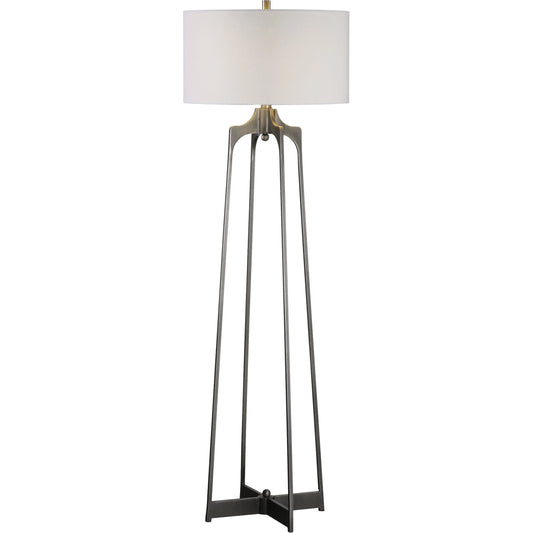 Adrian Modern Floor Lamp by Uttermost. Made from steel, fabric in a modern style.