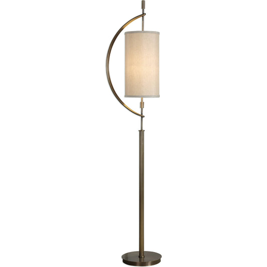 Balaour Antique Brass Floor Lamp by Uttermost. Made from steel, fabric in a modern style.