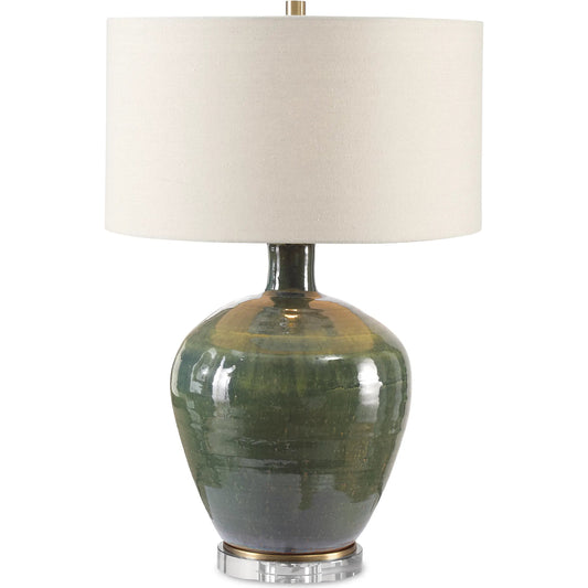 Elva Emerald Table Lamp by Uttermost. Made from steel, ceramic, crystal in a modern style.
