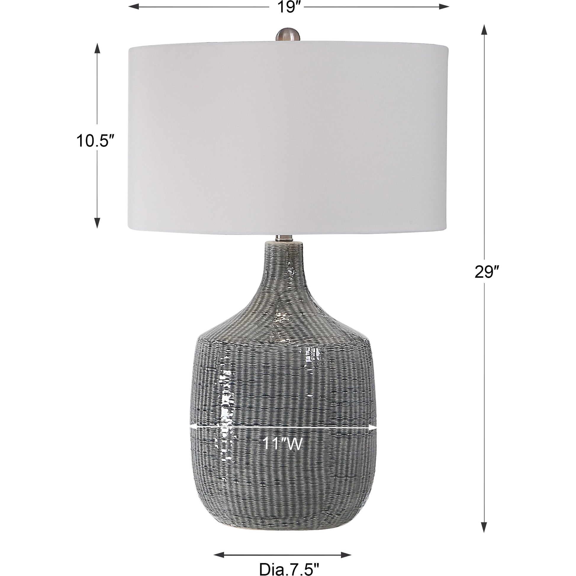 Felipe Table Lamp by Uttermost in light gray. Made from ceramic, iron, fabric in a eclectic & global style.