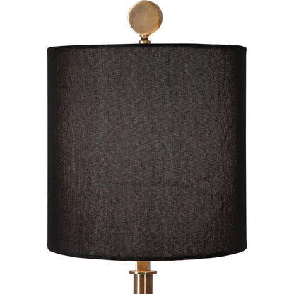 Volante Antique Brass Table Lamp by Uttermost. Made from iron, fabric, crystal in a transitional style.