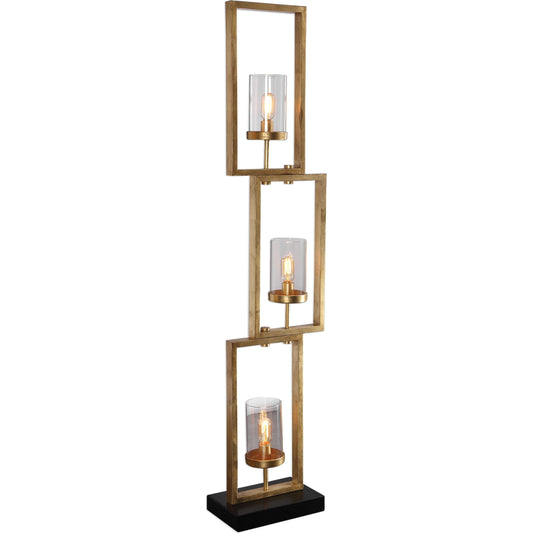 Cielo Staggered Rectangles Floor Lamp by Uttermost. Made from steel, glass in a transitional style.
