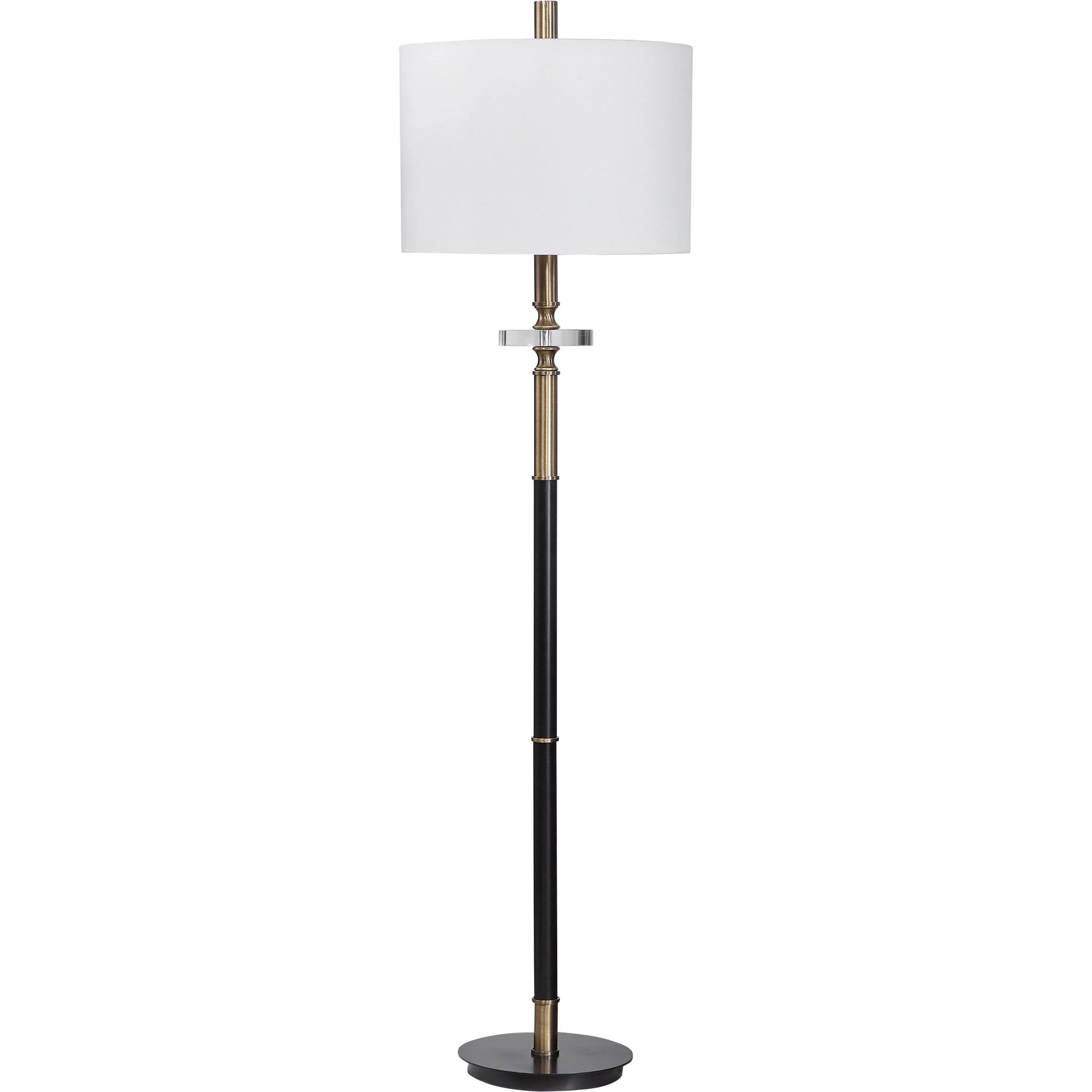Maud Floor Lamp by Uttermost in aged black. Made from steel, crystal, fabric in a modern style.