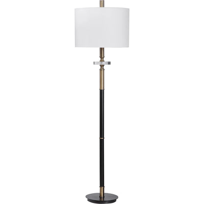 Maud Floor Lamp by Uttermost in aged black. Made from steel, crystal, fabric in a modern style.