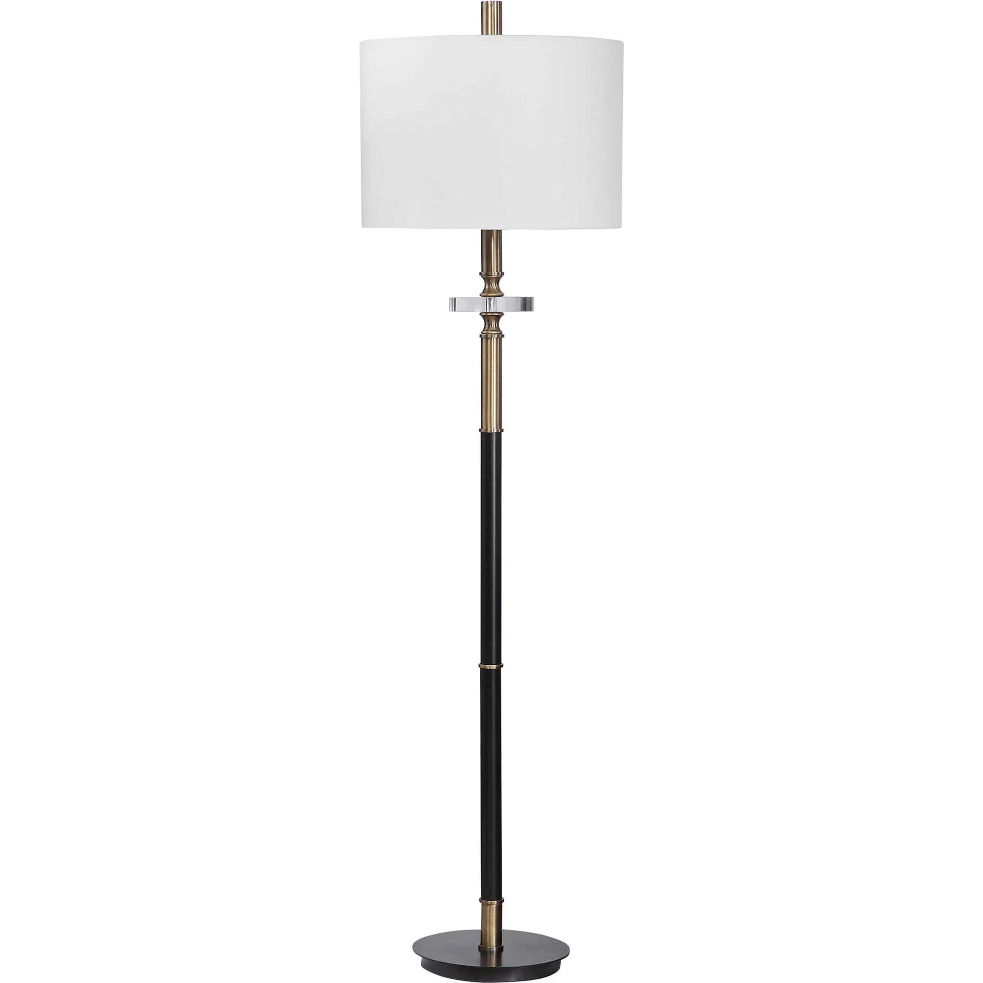 Maud Floor Lamp by Uttermost in aged black. Made from steel, crystal, fabric in a modern style.