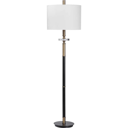 Maud Floor Lamp by Uttermost in aged black. Made from steel, crystal, fabric in a modern style.