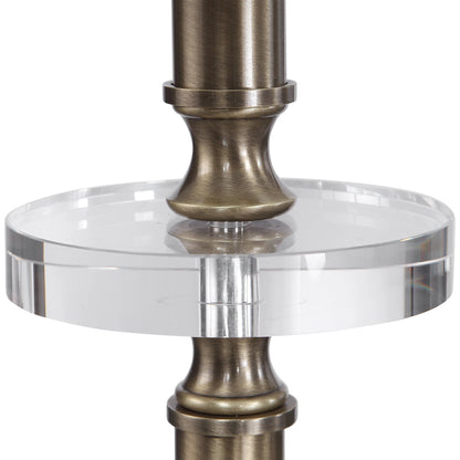 Maud Floor Lamp by Uttermost in aged black. Made from steel, crystal, fabric in a modern style.