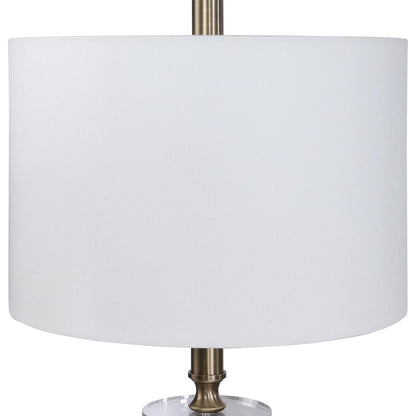 Maud Floor Lamp by Uttermost in aged black. Made from steel, crystal, fabric in a modern style.