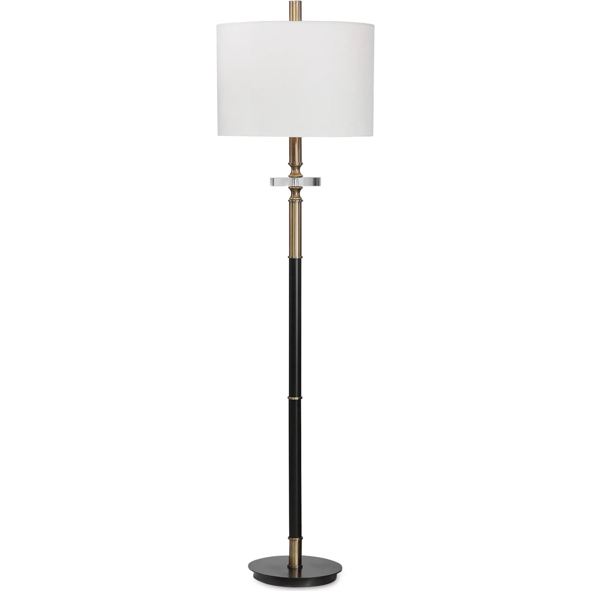 Maud Floor Lamp by Uttermost in aged black. Made from steel, crystal, fabric in a modern style.
