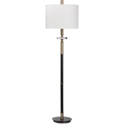 Maud Floor Lamp by Uttermost in aged black. Made from steel, crystal, fabric in a modern style.