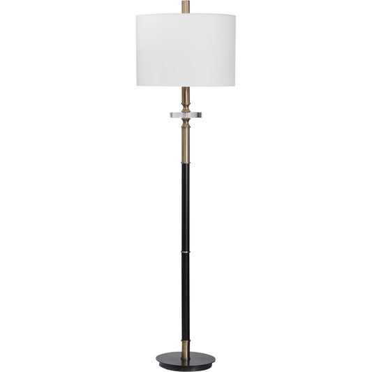 Maud Floor Lamp by Uttermost in aged black. Made from steel, crystal, fabric in a modern style.