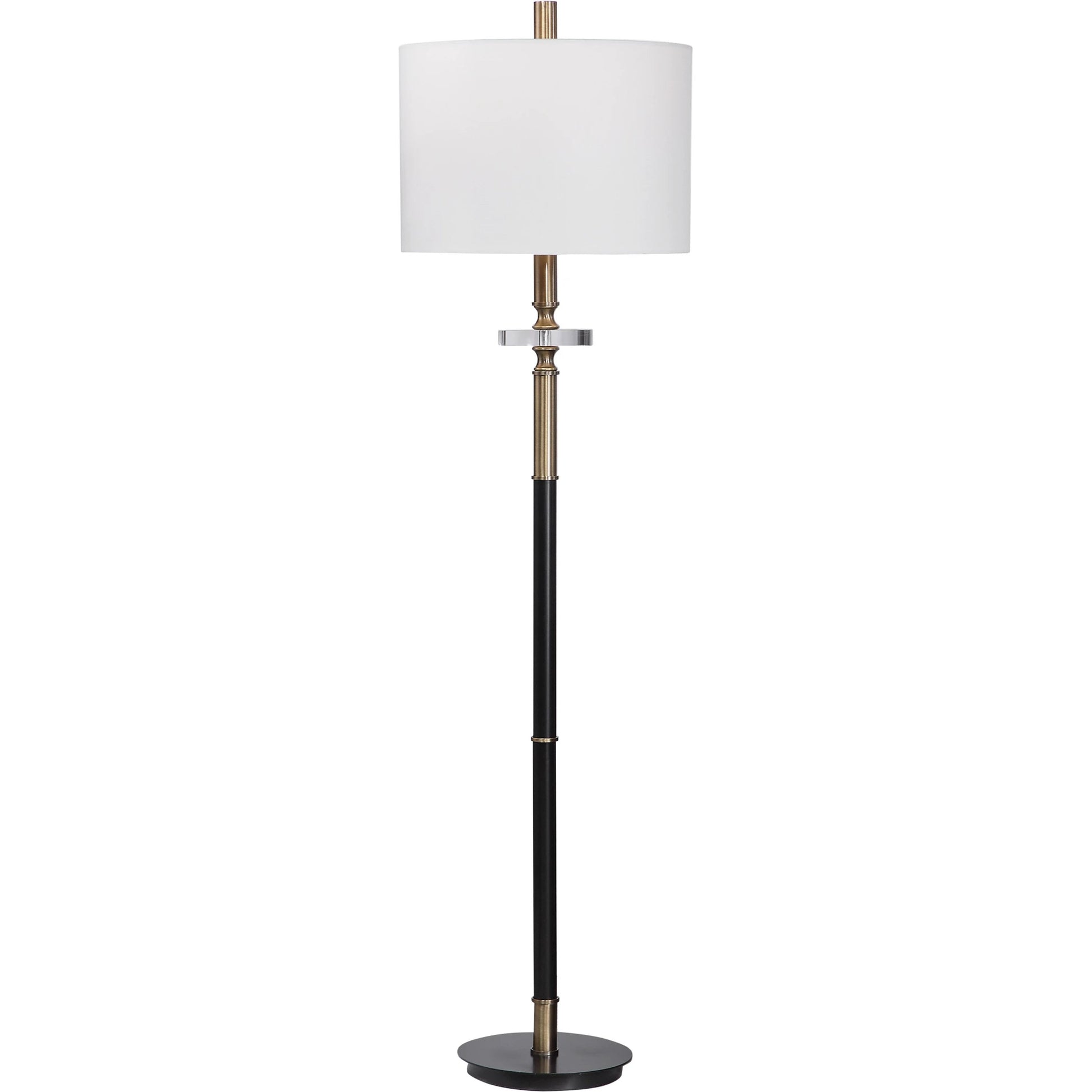 Maud Floor Lamp by Uttermost in aged black. Made from steel, crystal, fabric in a modern style.