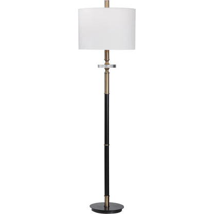 Maud Floor Lamp by Uttermost in aged black. Made from steel, crystal, fabric in a modern style.
