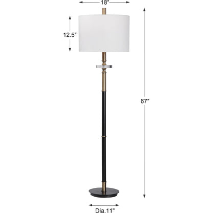 Maud Floor Lamp by Uttermost in aged black. Made from steel, crystal, fabric in a modern style.